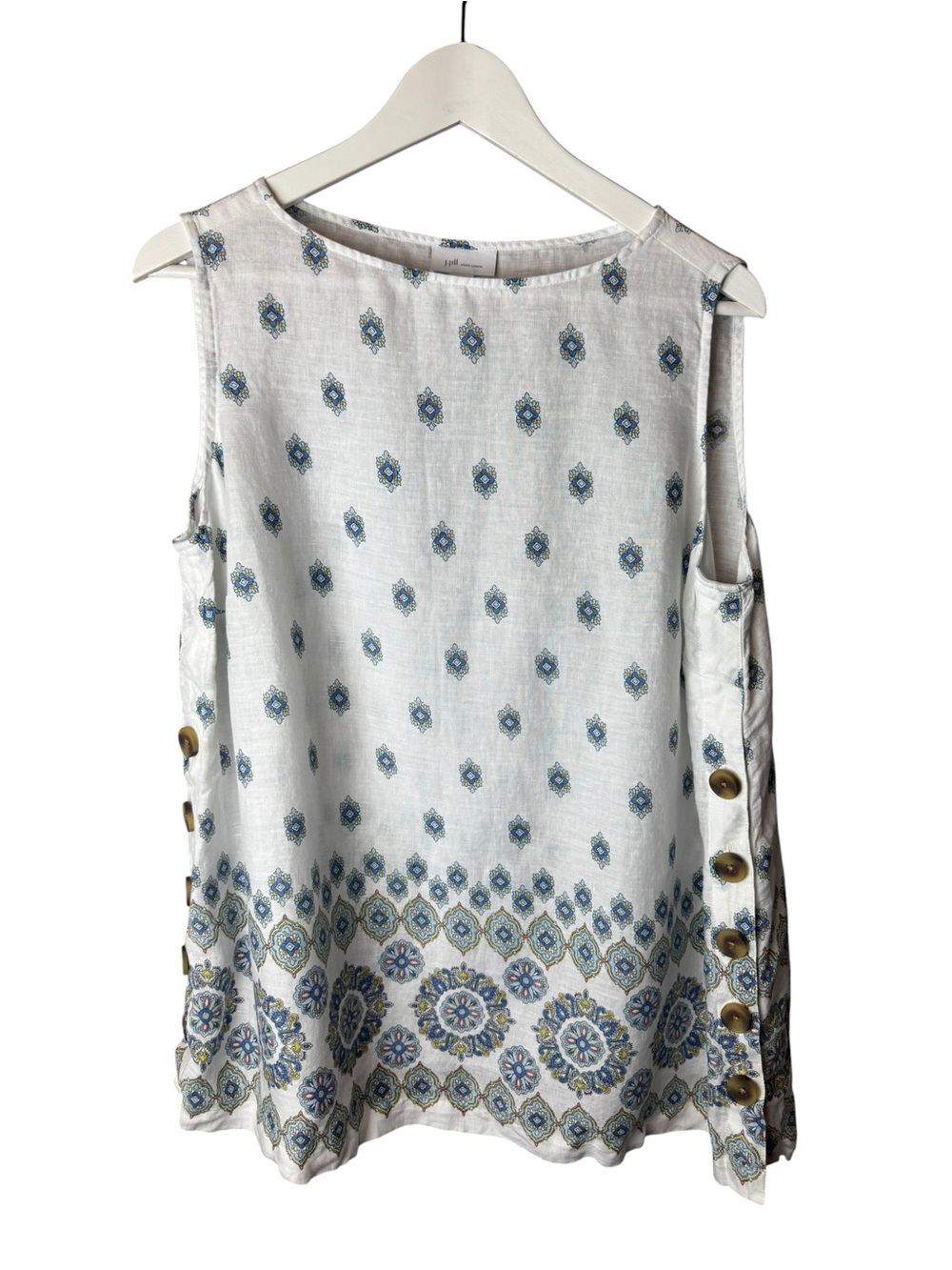 J Jill Love Linen Sleeveless Button Accent Blouse Top 1X